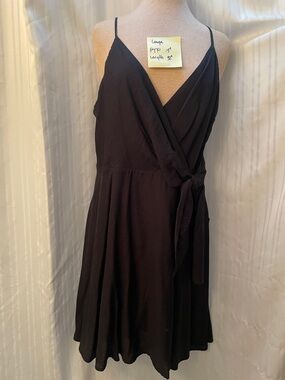 Express Black Strapless-Look Wrap Dress with Side Tie